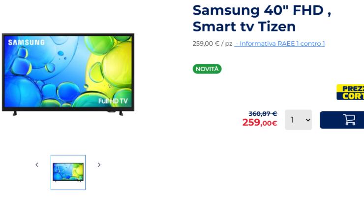 La smart tv Samsung in offerta da Esselunga - aquilatv.it - 20251008